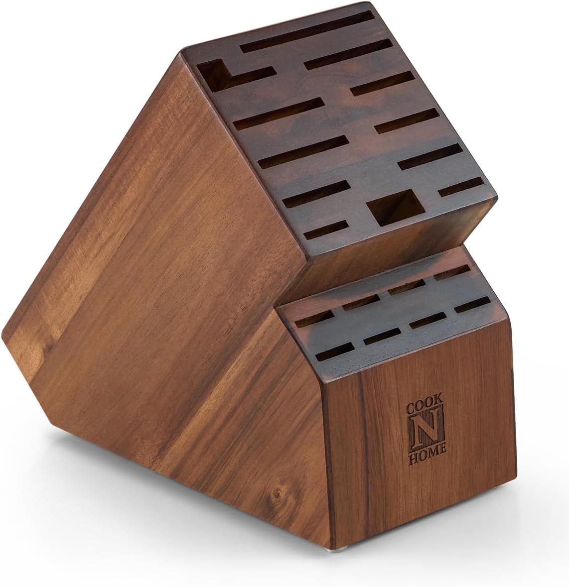 Cook N Home Acacia Wood Knife Storage Block for Easy Kitchen Use