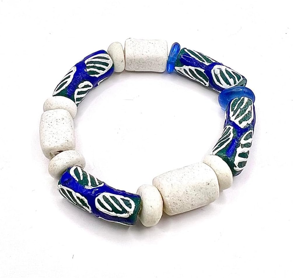 Ghanaian Handmade Powder Glass Trade Bead Bracelet for Style