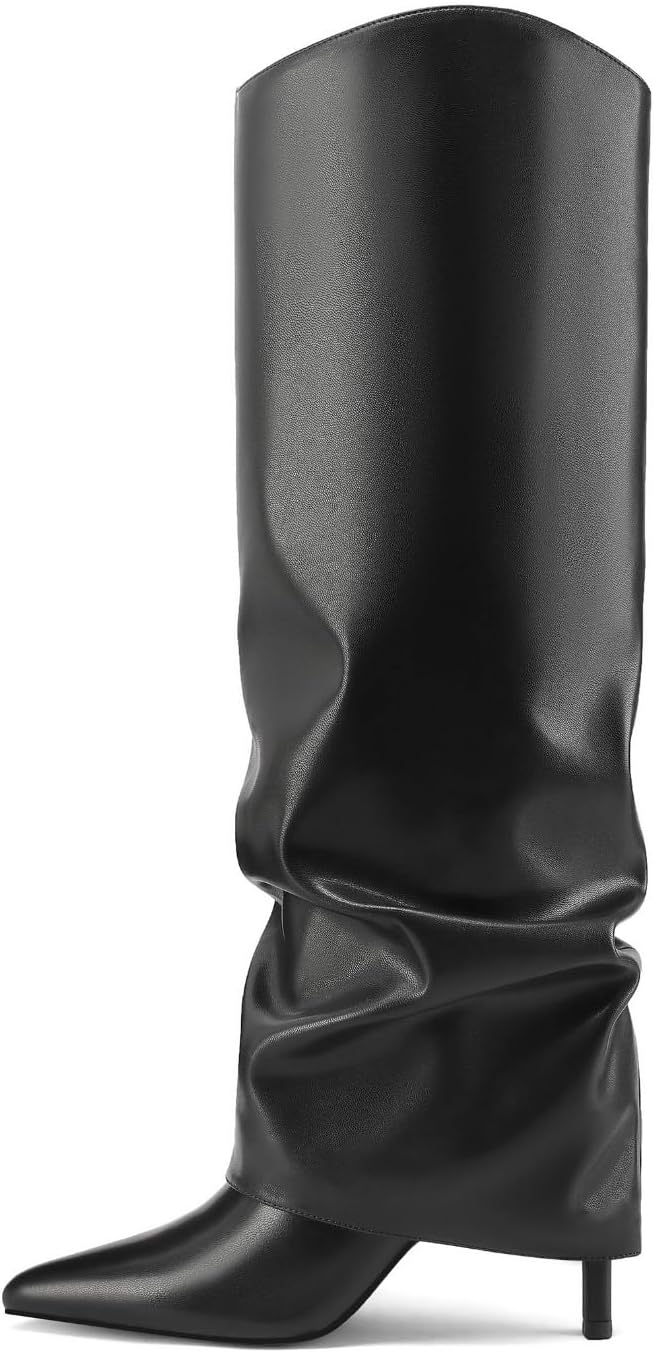 Vaslemuse Womens Fold Over Knee High Boots for Stylish Comfort