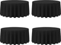 BRILLMAX 4 Pack Black Round Tablecloths 132 in - Reusable Elegant