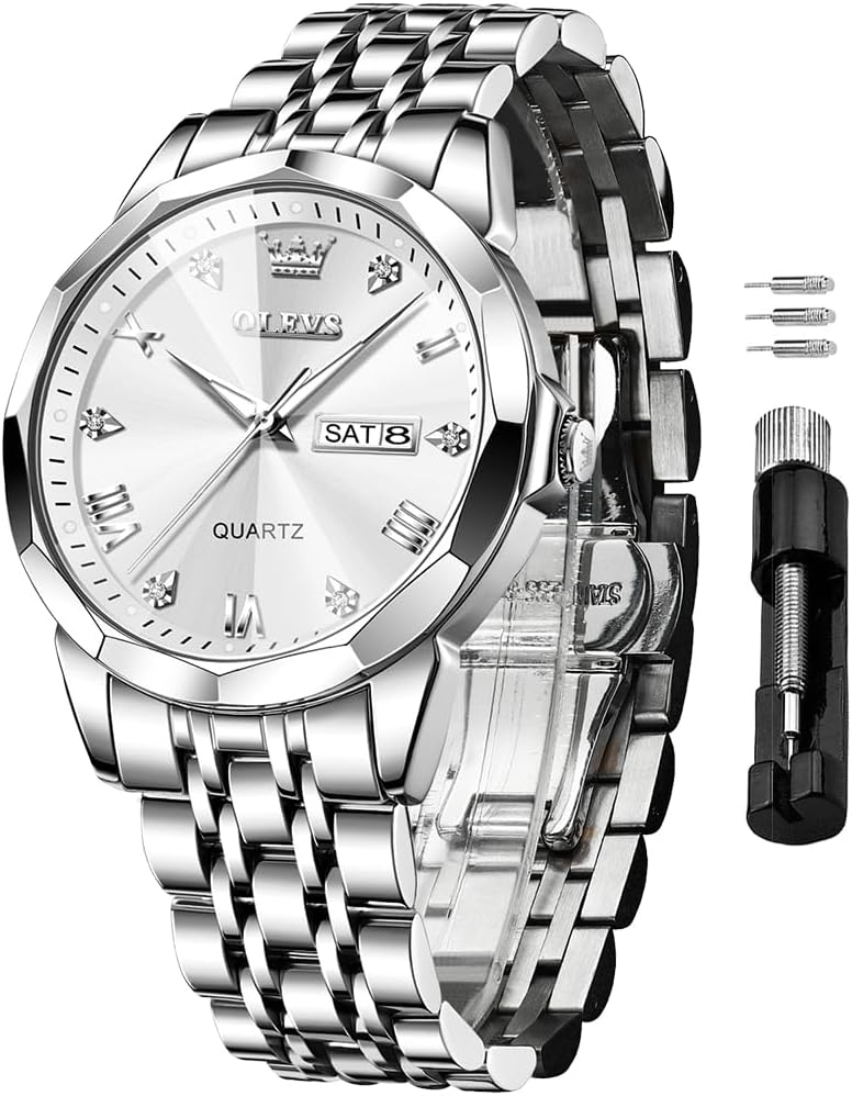 OLEVS Men's Diamond Dress Watch - Waterproof & Luminous