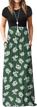 Women's Short Sleeve Rayon Maxi Dress with Pockets - Flowy Vacation