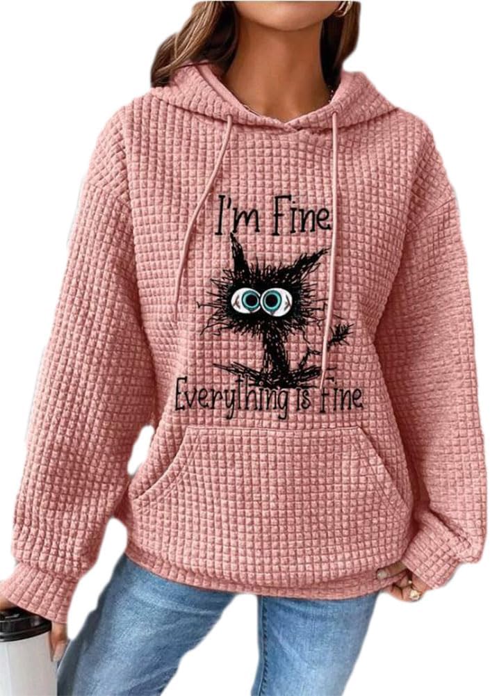 Chvity Pumpkin Printed Waffle Hoodie: Cozy Style