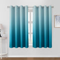 Turquoise Ombre Blackout Curtains 52 x 63 in - Gradient Room Darkening