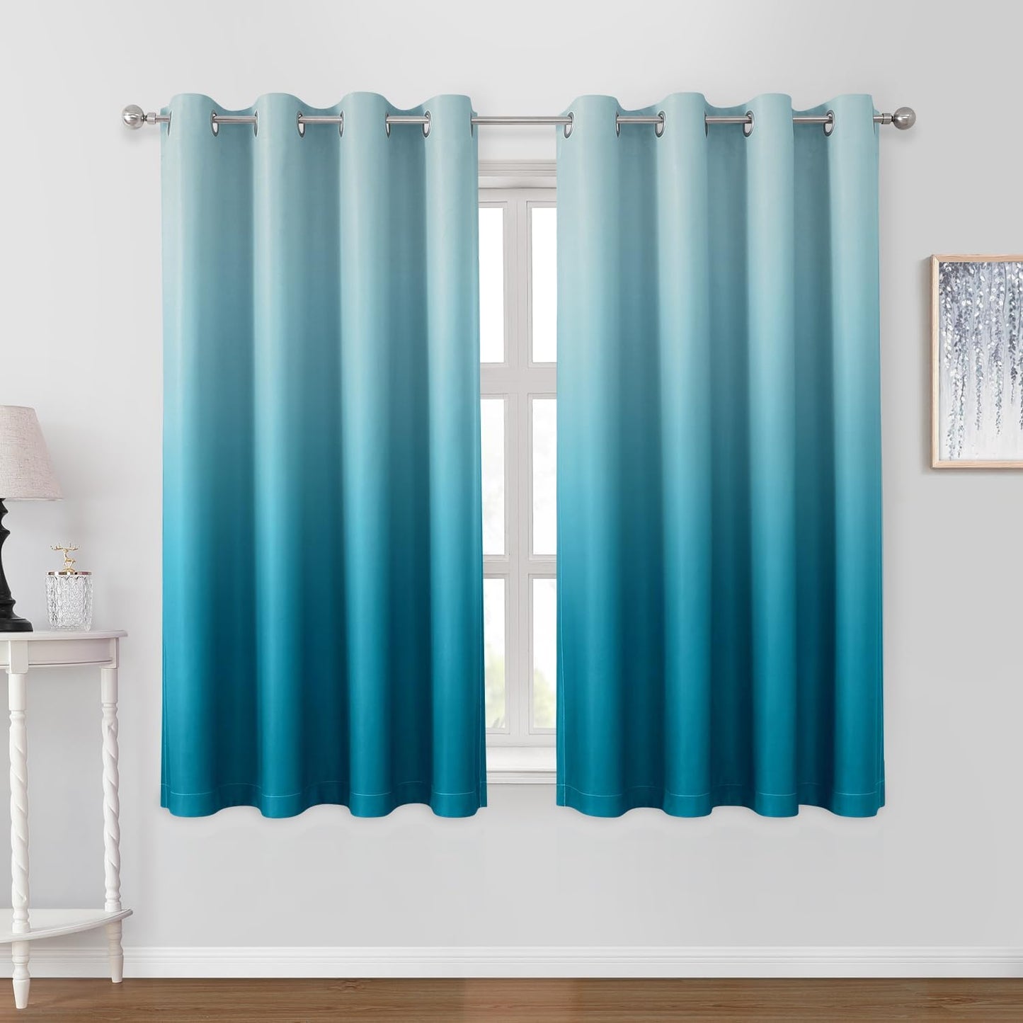 Turquoise Ombre Blackout Curtains for Stylish Room Decor