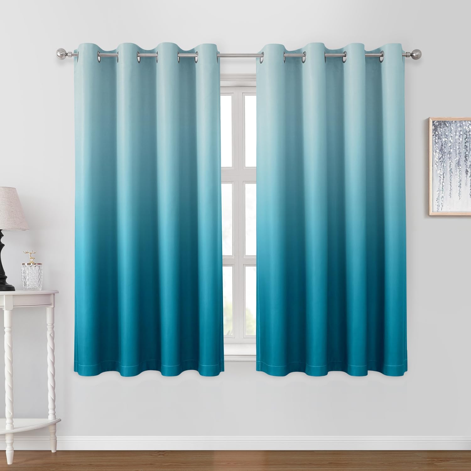 Turquoise Ombre Blackout Curtains for Stylish Room Decor