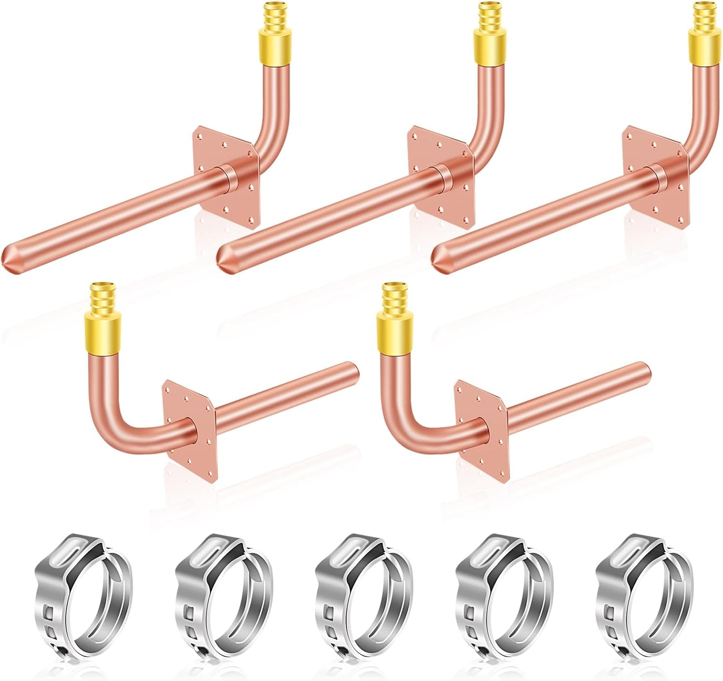 PEX Copper Stub Out Elbow 5-Pack with Wall Flange - 6 Inch