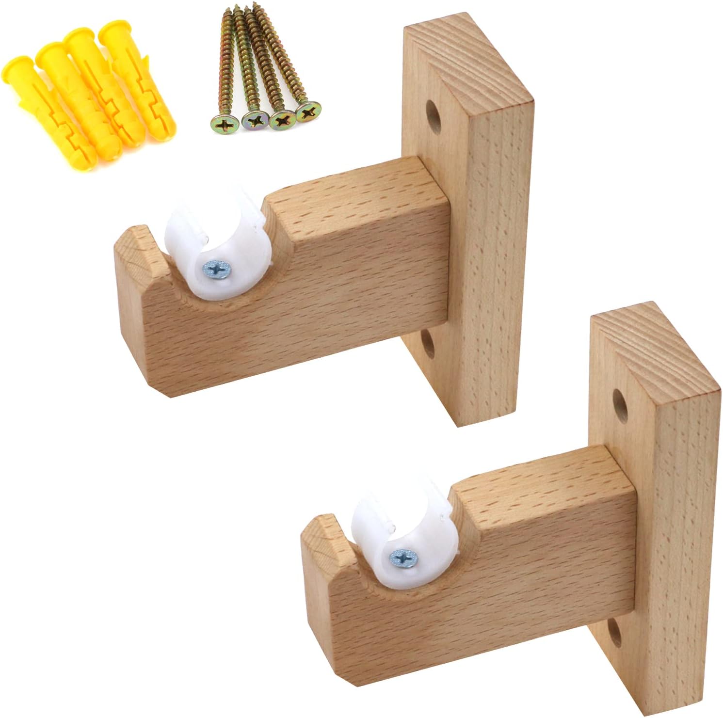 Strong Wood Curtain Rod Holders - Set of 2