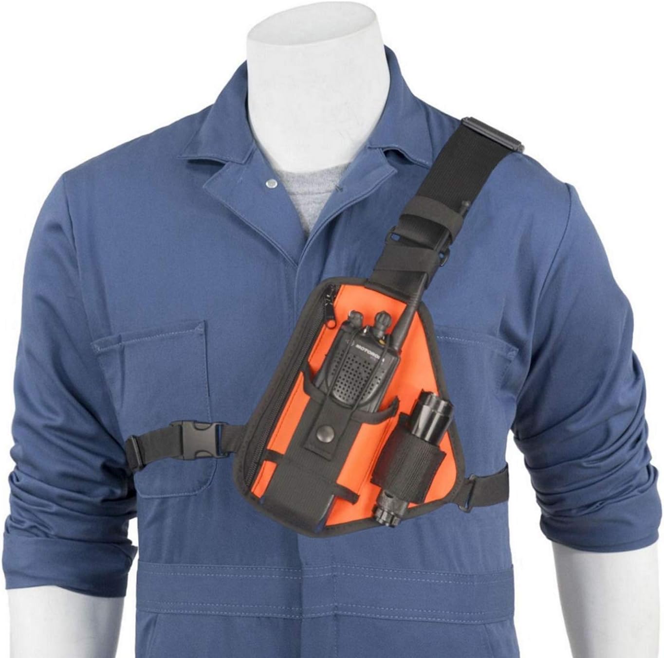 RCH-101ORU Orange Chest Harness for Two-Way Radios and Walkie Talkies