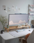 Bamboo Dual Monitor Shelf Monitor Stand Riser - Space Saving Desk