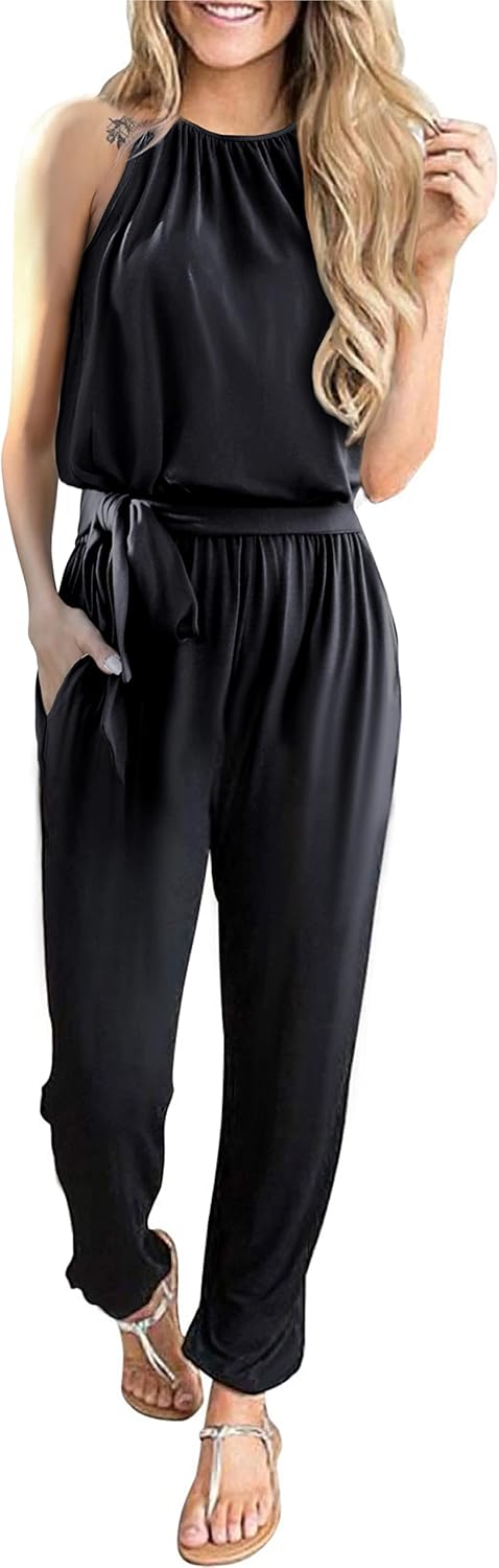 Byinns Women's Halter Neck One Piece Jumpsuit for Summer Fun