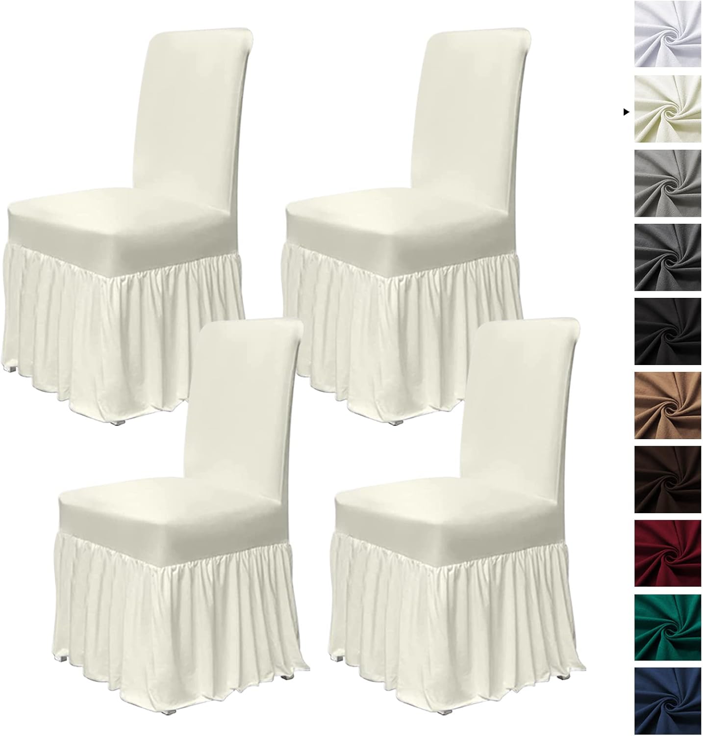 Stretch Chair Covers for Dining Room Set of 4 - Cream Color