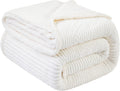 Striped Sherpa Fleece Bed Blanket Twin Size - Super Soft Cozy Throw