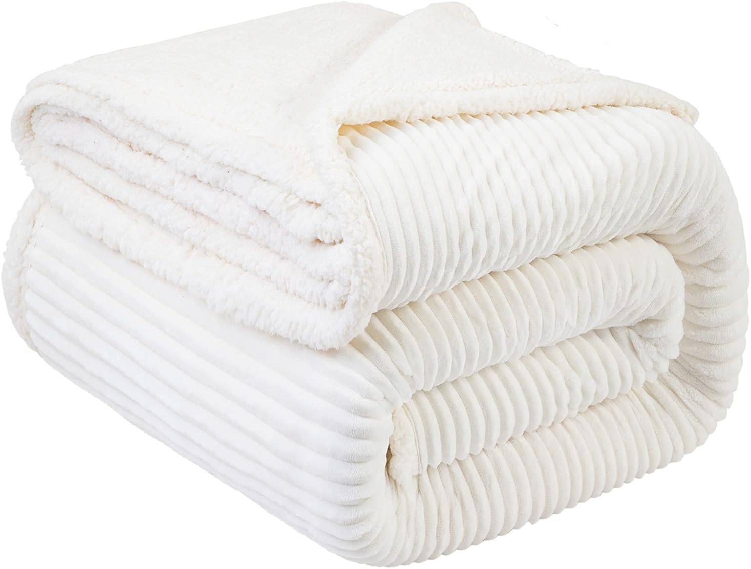 LBRO2M Striped Sherpa Fleece Blanket for Cozy Comfort