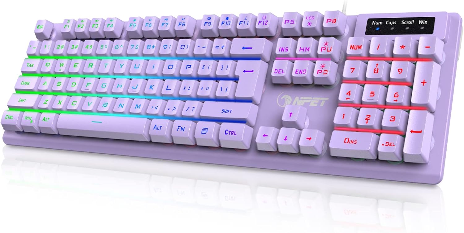 NPET K10 RGB Gaming Keyboard - Spill-Resistant & Silent
