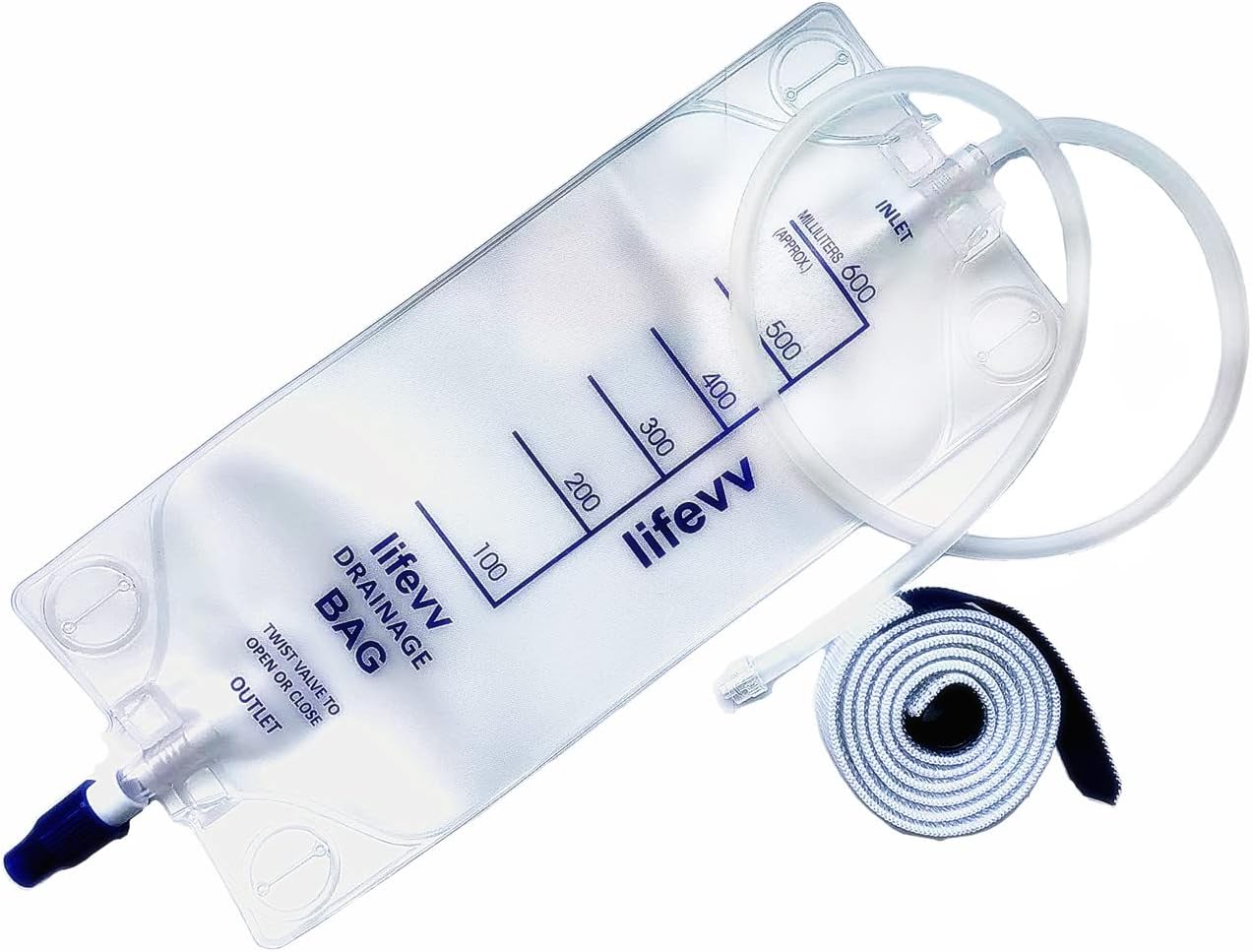Lifevv 600 ML Urine Drainage Bag with Anti-Reflux Valves