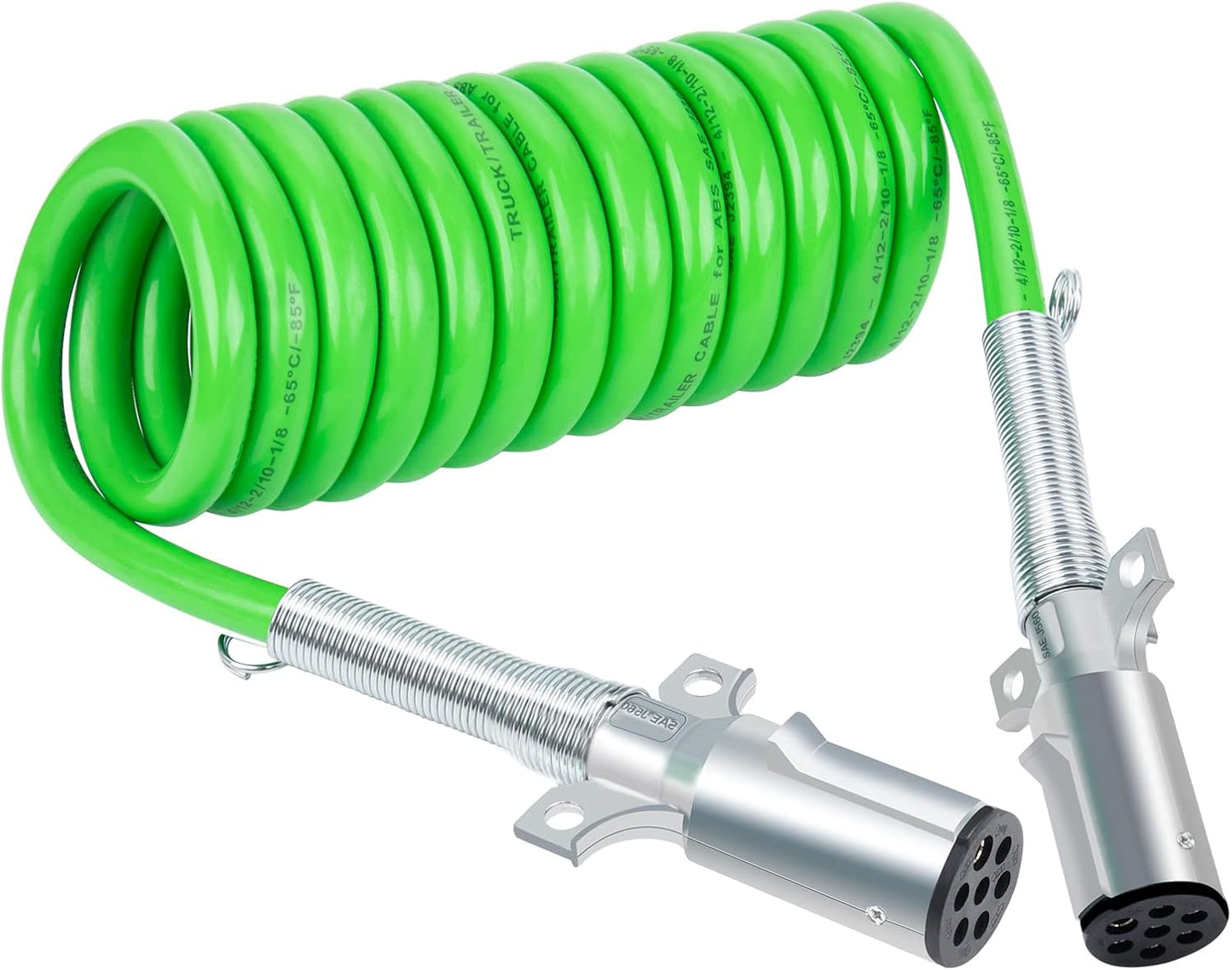 CheeMuii 7 Way Coiled Trailer Cord 12 FT Heavy Duty Cable