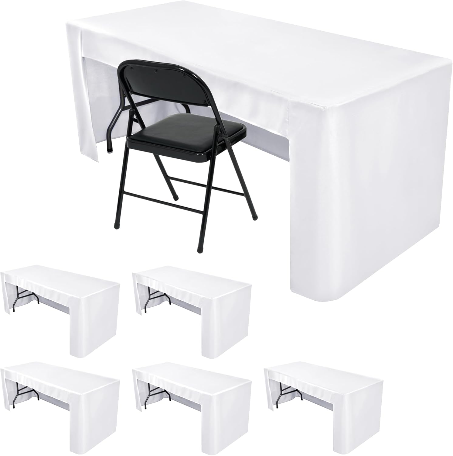 Open Back Fitted Tablecloths for 6 Ft Rectangle Table - 6 Pcs