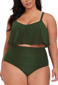 Plus Size High Waisted Swimsuit Two Piece Bikini Set - Flattering Fit