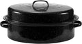 JY COOKMENT Granite Roaster Pan, 18in Oval Roasting Pan - Juicy Even