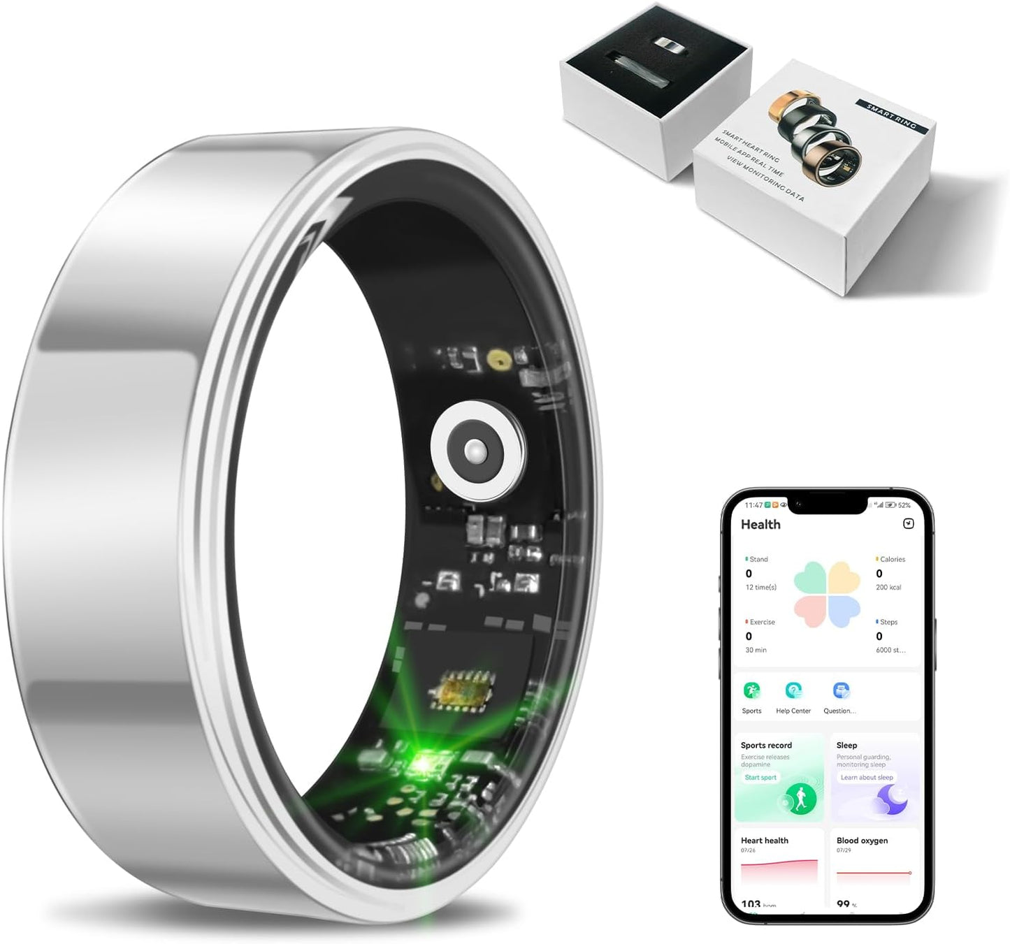 ALVOD Smart Ring: Heart Rate Monitor & Sleep Tracker