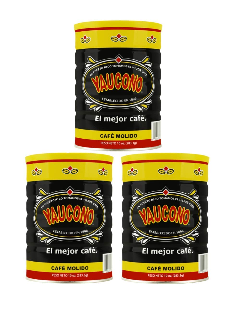 Yaucono Ground Coffee 10 Ounce Can Pack of 3 for Coffee Lovers