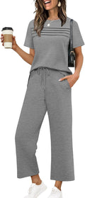 Two Piece Sets for Women Summer Travel Lounge Sets - Side Slit Fit