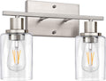 ShineTech 2-Light Bathroom Vanity Light - Modern Brushed Nickel
