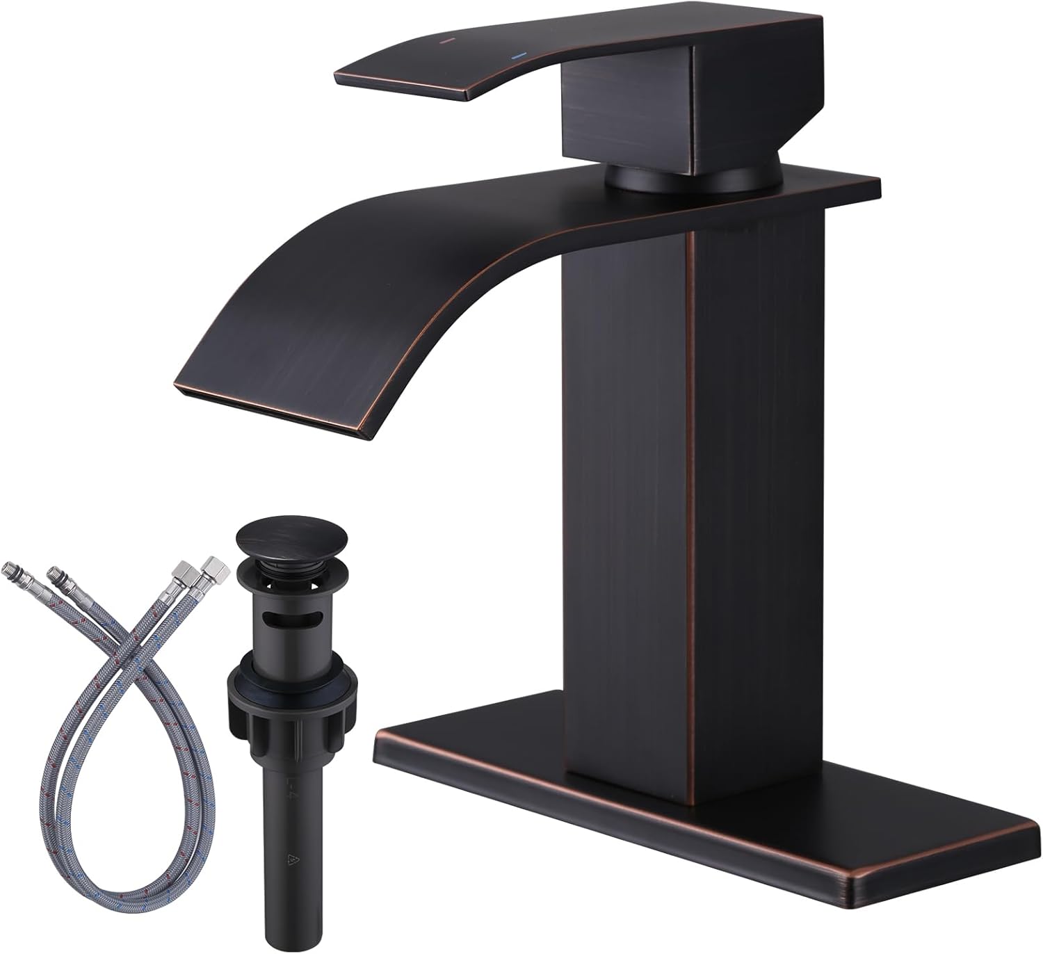 Oil Rubbed Bronze Bathroom Faucet with Waterfall Spout Design
