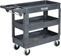 Utility Cart 550lbs Capacity 3-Tier Plastic Service Cart - Heavy Duty