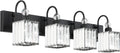 Ralbay Matte Black Crystal Vanity Light 4 Light - Modern Bathroom