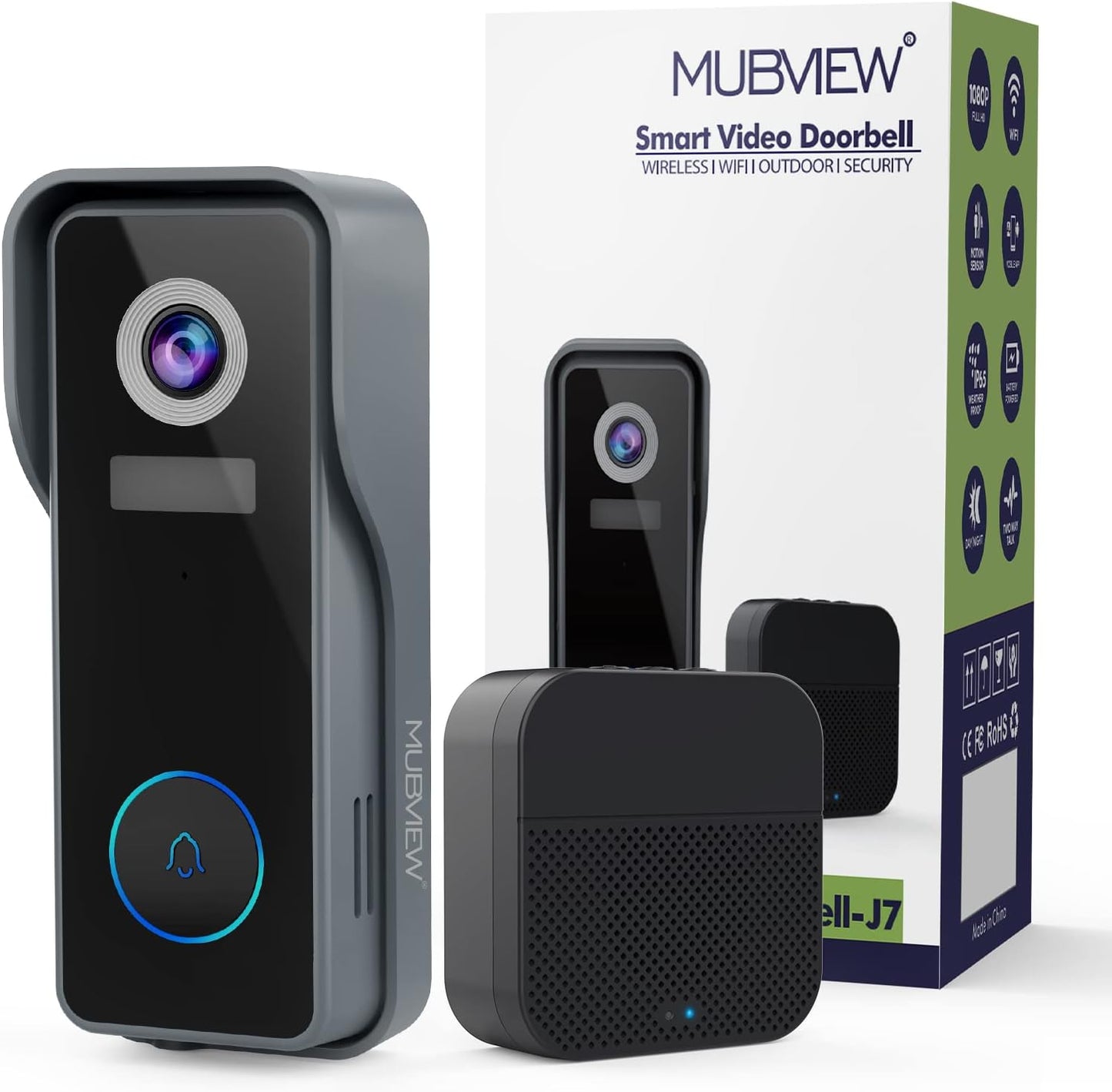 MUBVIEW Wireless Doorbell Camera with 2K HD Night Vision