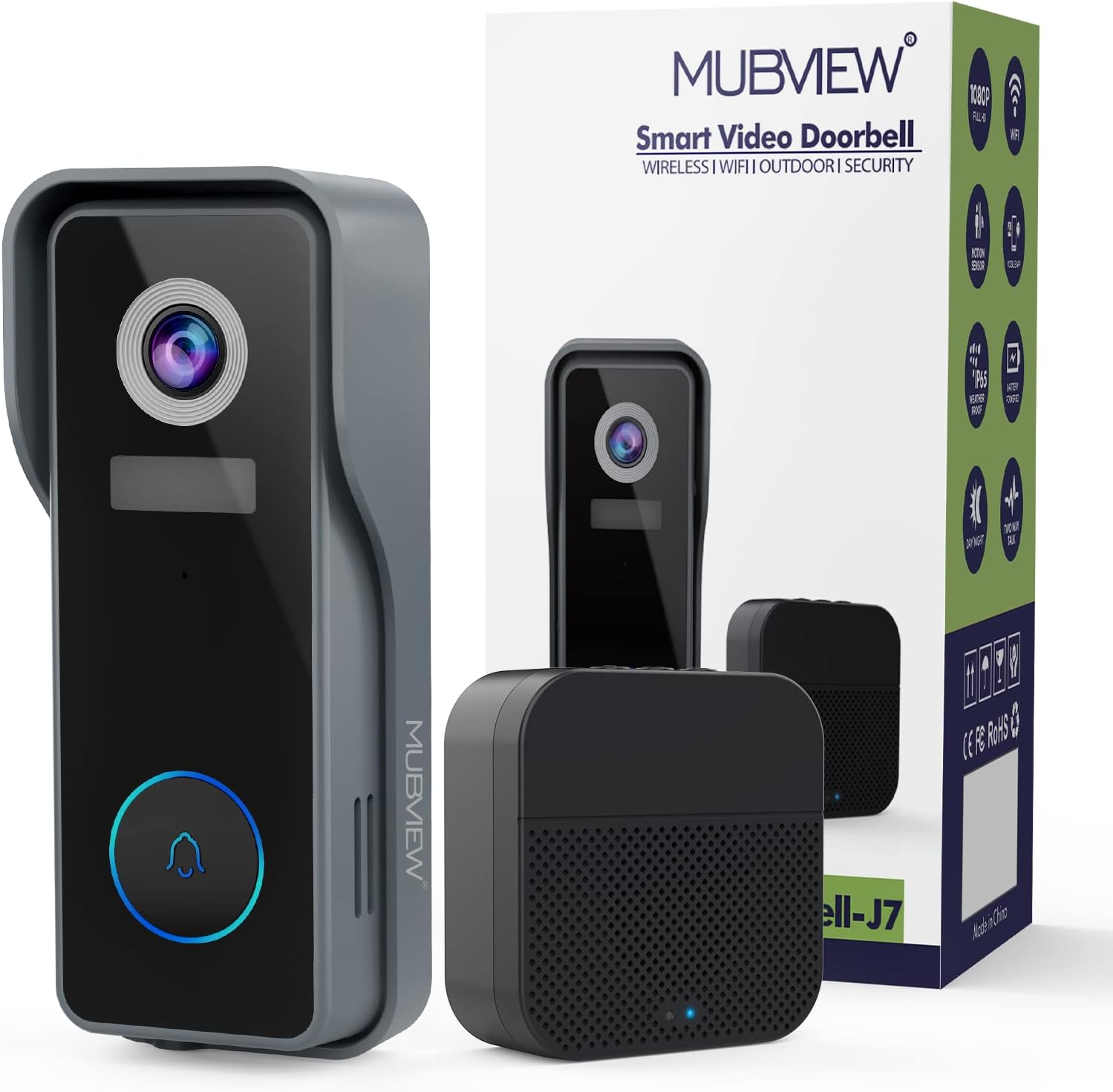 MUBVIEW Wireless Doorbell Camera with 2K HD Night Vision