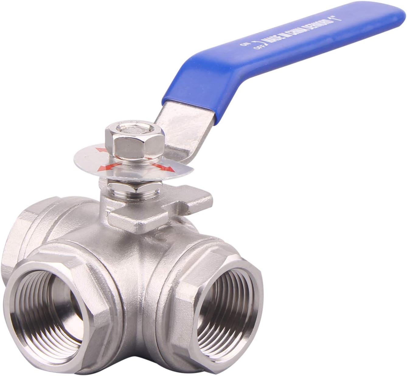 3-Way Ball Valve with T Mounting Pad for Water, Oil, Gas