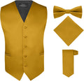 Men's 4 Piece Satin Vest Set with Bow & Long Tie - Formal Finish