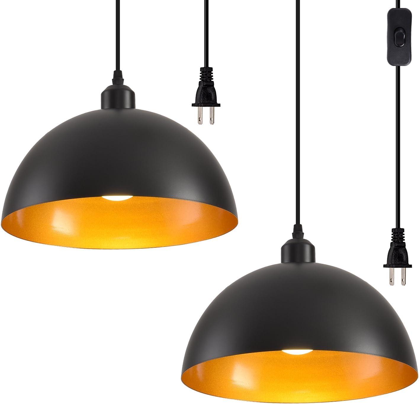 Plug in Pendant Light 2 Pack with Adjustable 15ft Cord
