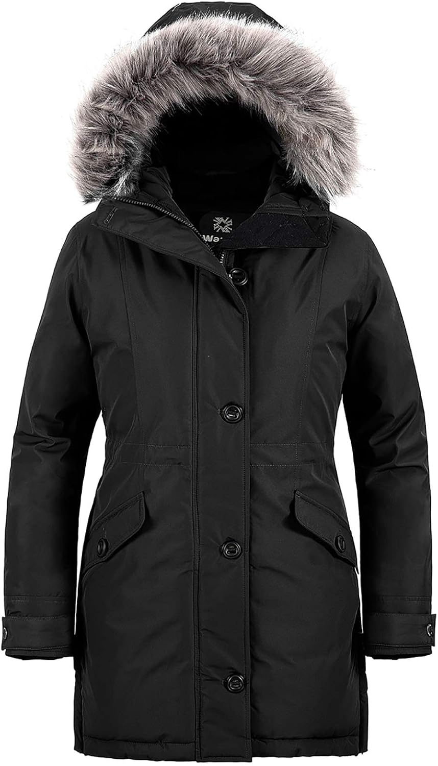 Wantdo Women's Hooded Winter Parka Waterproof Warm Long Jacket
