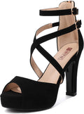 Women's IN4 Platform Strappy Chunky Heels - Dressy Peep Toe