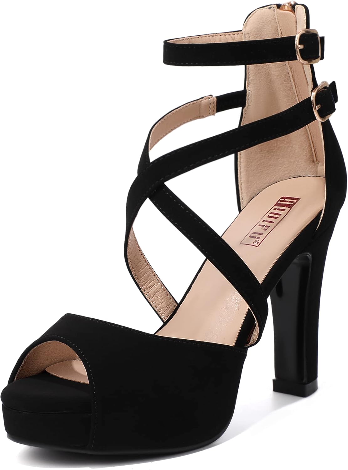 IDIFU Women's Platform Heels Strappy Chunky Bridal Shoes