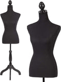Female Mannequin Torso Dress Form with Wooden Tripod - Adjustable