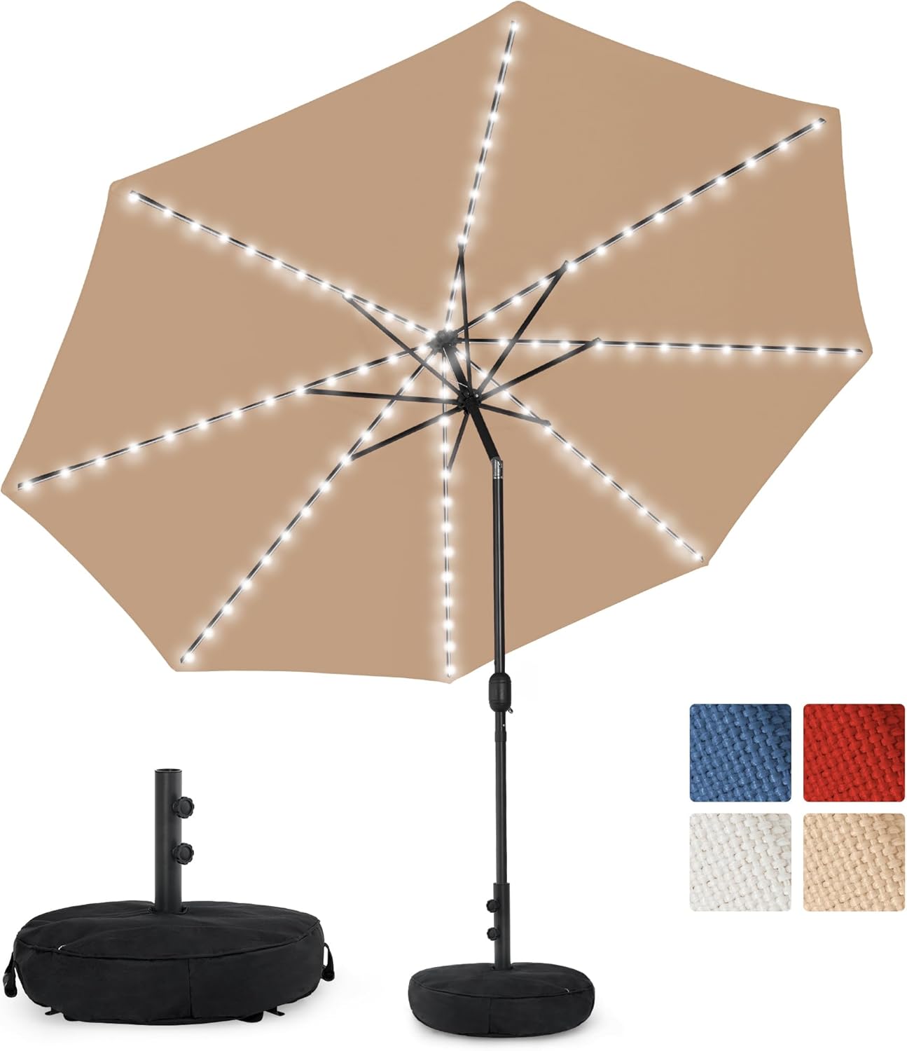 Sundale Outdoor 11FT Solar Patio Umbrella with 104 LED Lights