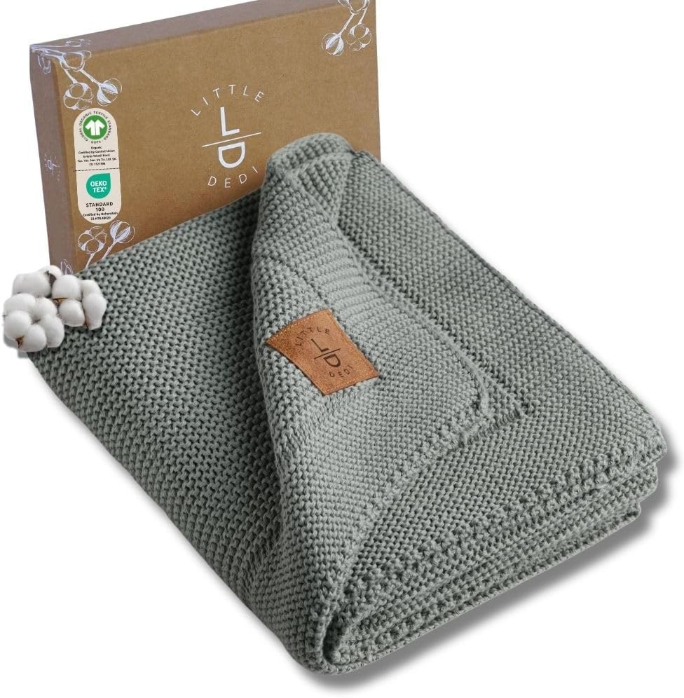 100% Organic Cotton Baby Knitted Blanket - Soft and Versatile