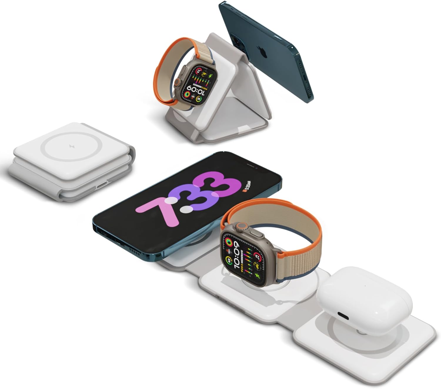 CHARGEWORX 3-in-1 Wireless Charging Pad - 15W Rapid Charge!