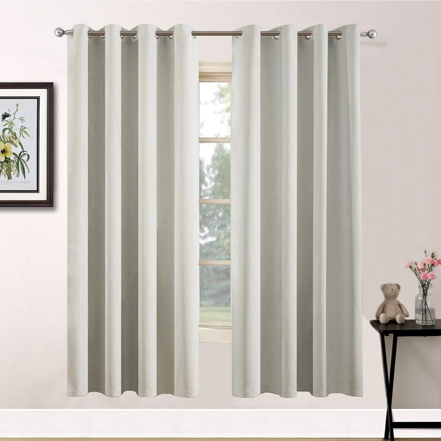 Yakamok Blackout Curtains for Living Room - Light Beige Set