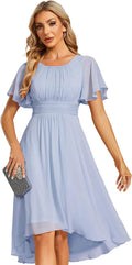 Elegant Chiffon Crew Neck Empire Dress for Wedding Guests
