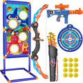 KKONES Kids Bow and Arrow Set 2-in-1 Shooting Game - LED Light Up Fun