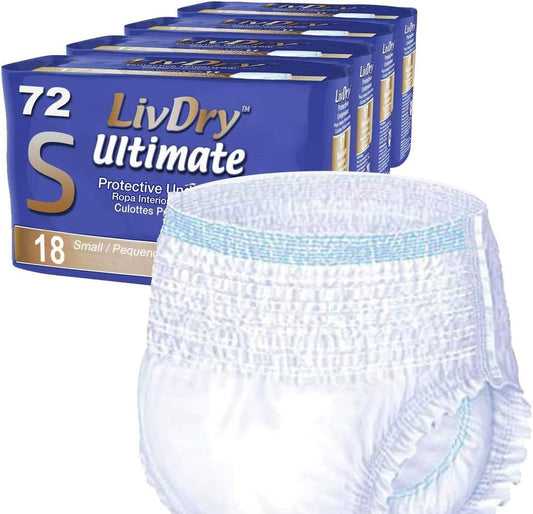 LivDry Small Incontinence Underwear - 72 Pack