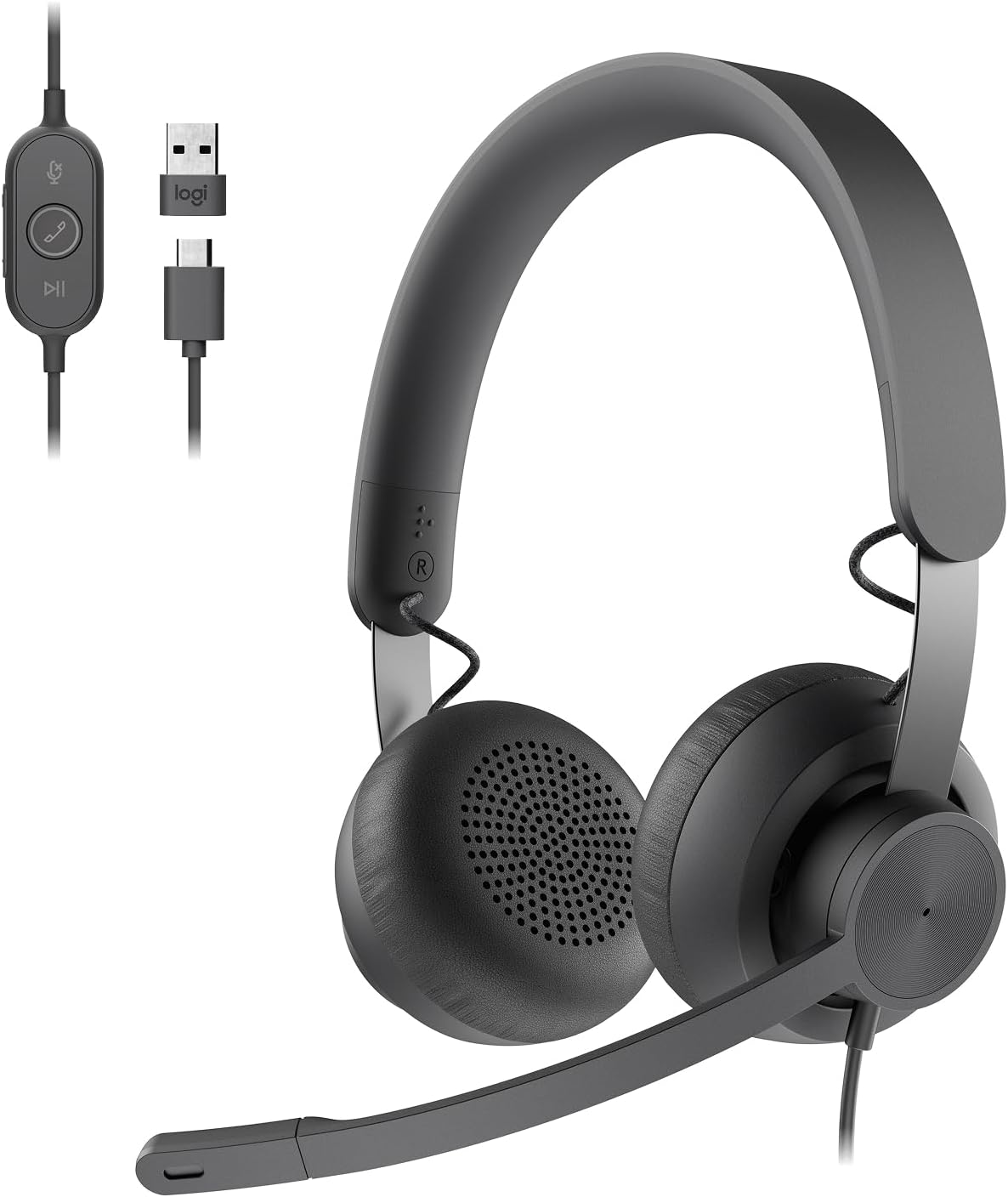 Logitech Zone 750 Wired On-Ear Headset with Noise-Canceling Mic