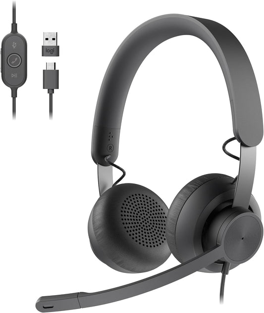 Logitech Zone 750 Wired On-Ear Headset with Noise-Canceling Mic