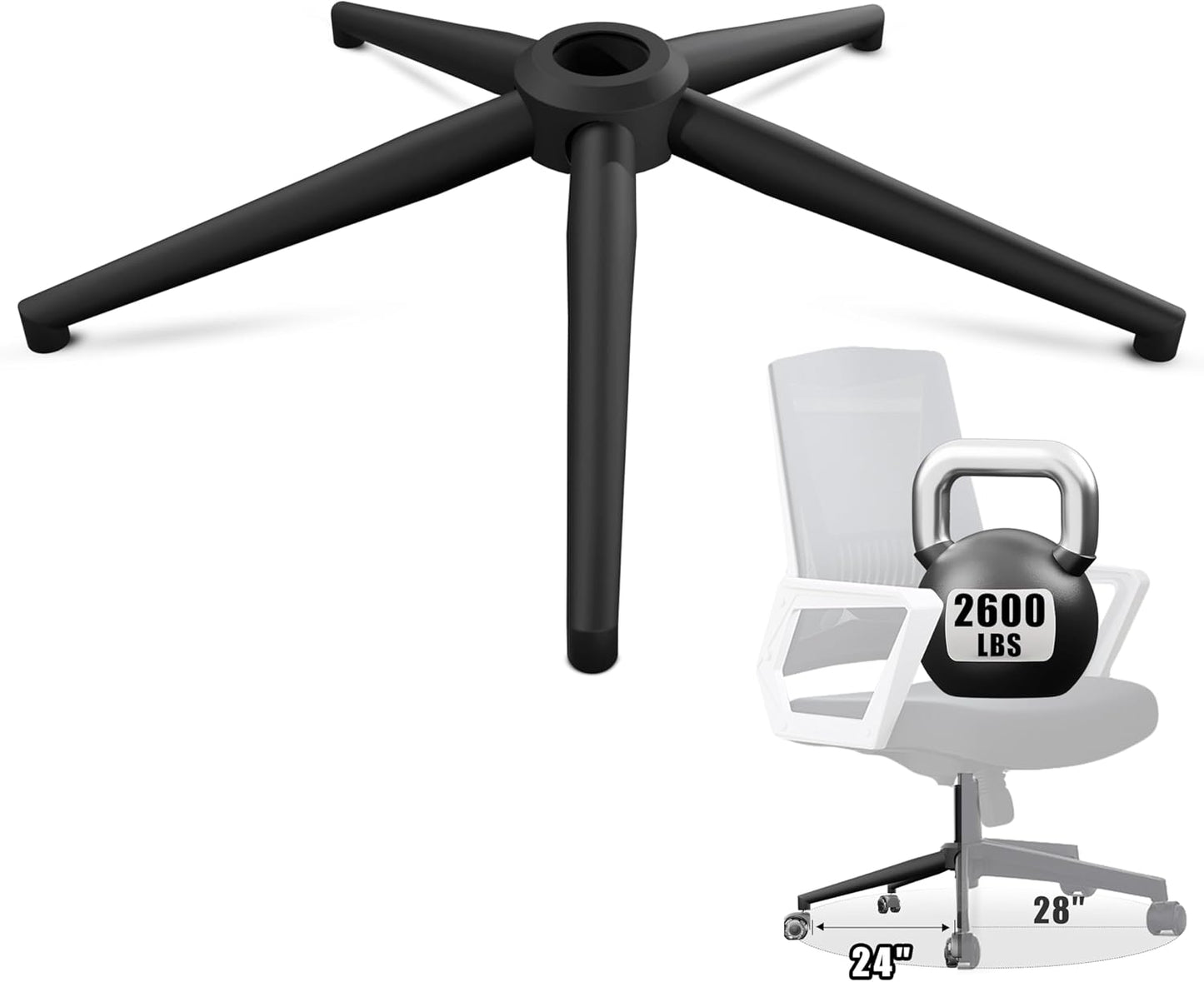 Sytopia 24'' Office Chair Base - Heavy Duty, Reinforced Metal, Universal Fit